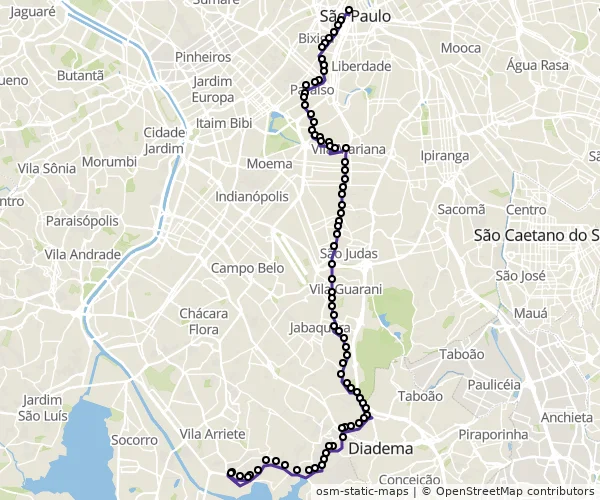 Mapa do itinerário da linha