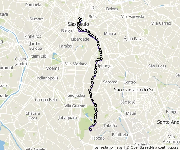 Mapa do itinerário da linha