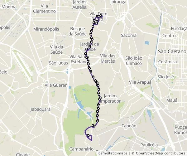 Mapa do itinerário da linha