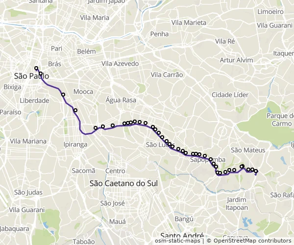 Mapa do itinerário da linha