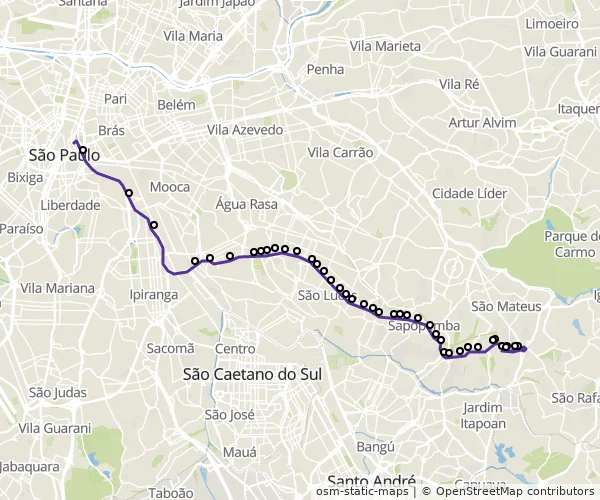 Mapa do itinerário da linha