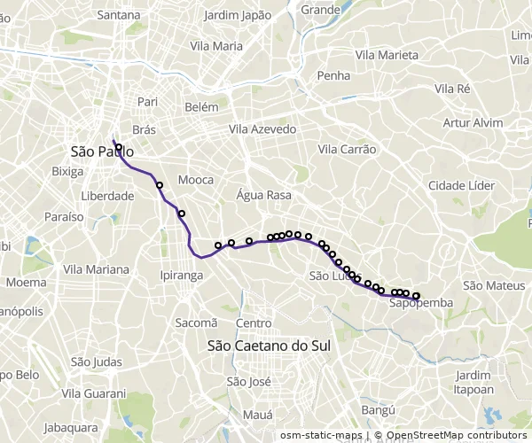 Mapa do itinerário da linha