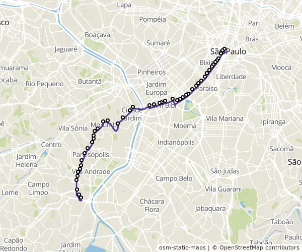 Mapa do itinerário da linha