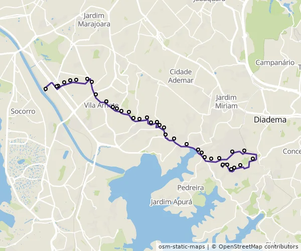 Mapa do itinerário da linha