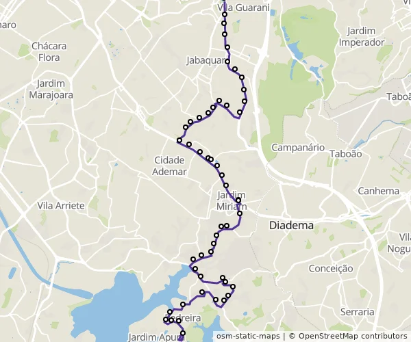 Mapa do itinerário da linha