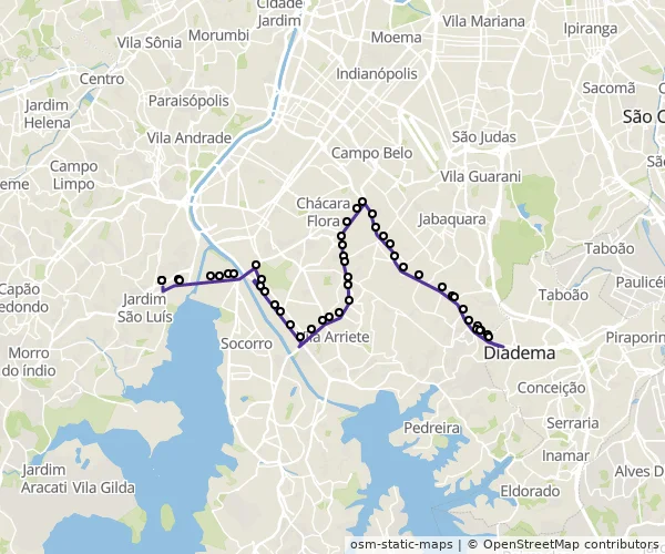 Mapa do itinerário da linha