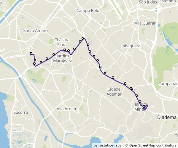 Mapa do itinerário da linha