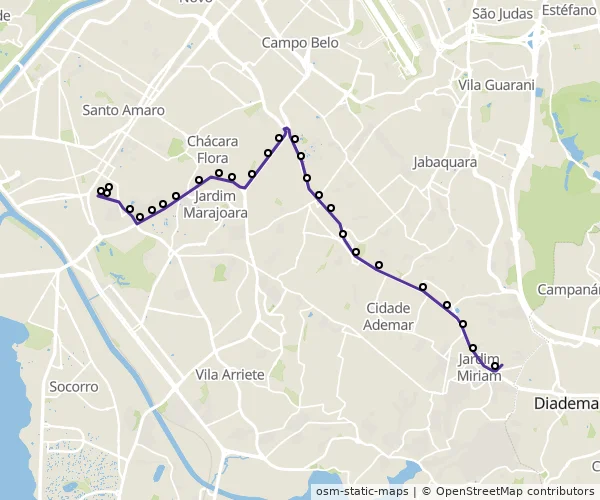 Mapa do itinerário da linha