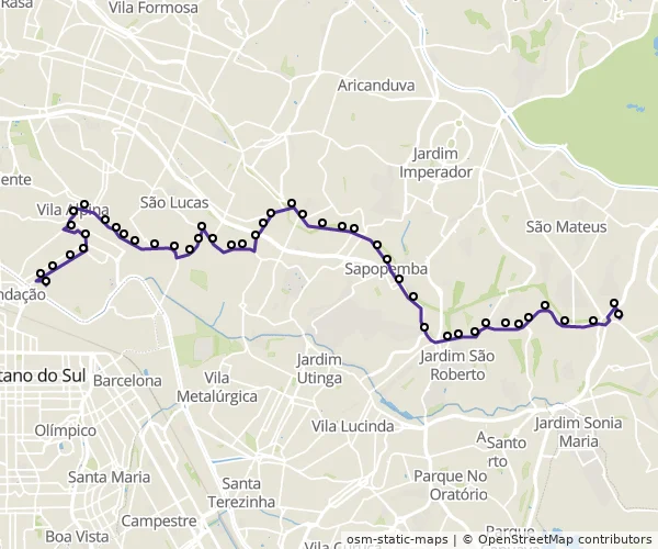 Mapa do itinerário da linha
