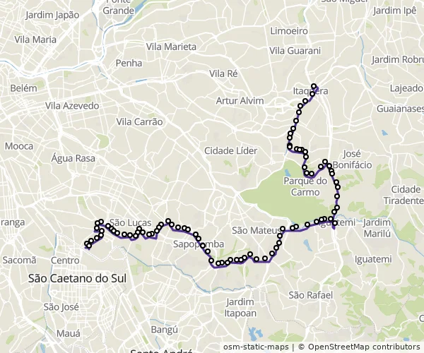 Mapa do itinerário da linha