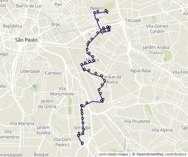Mapa do itinerário da linha