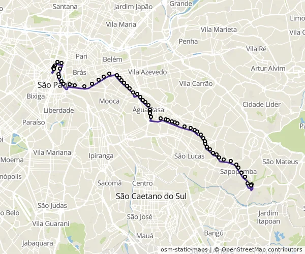 Mapa do itinerário da linha
