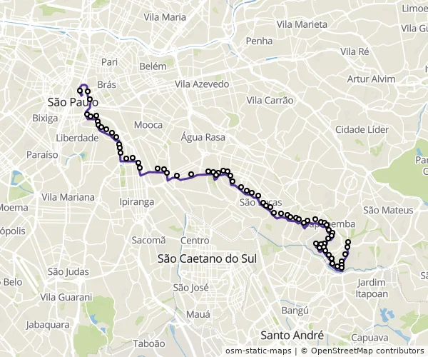 Mapa do itinerário da linha