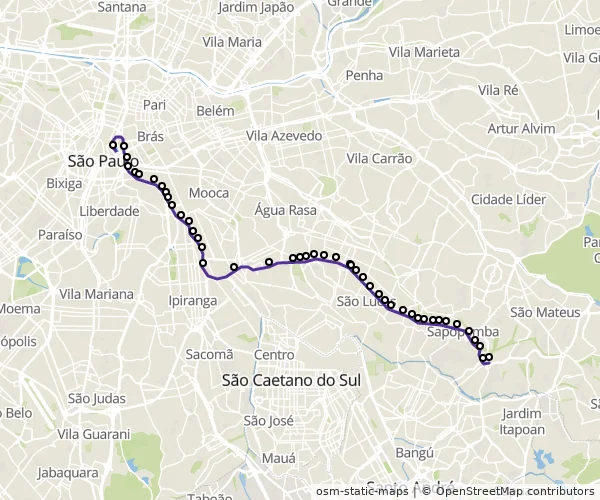 Mapa do itinerário da linha