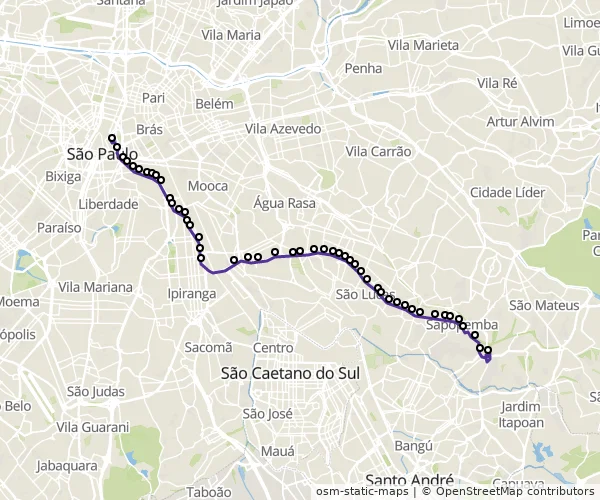 Mapa do itinerário da linha