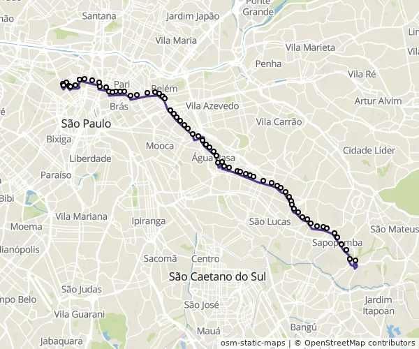 Mapa do itinerário da linha