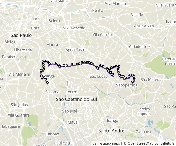 Mapa do itinerário da linha