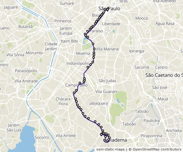 Mapa do itinerário da linha