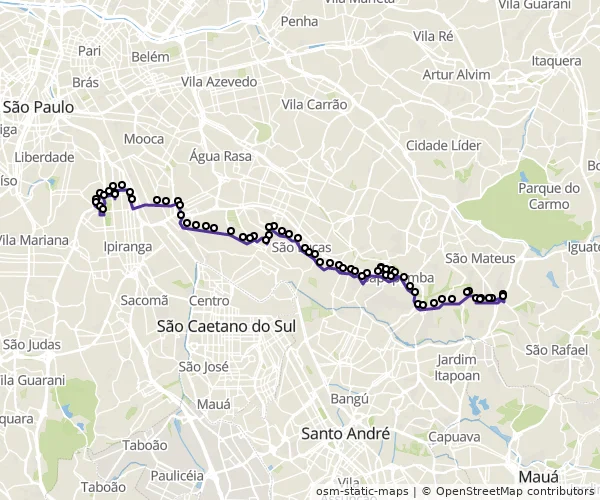 Mapa do itinerário da linha