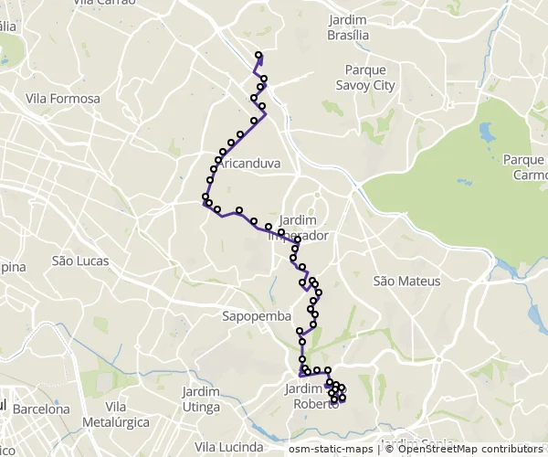 Mapa do itinerário da linha