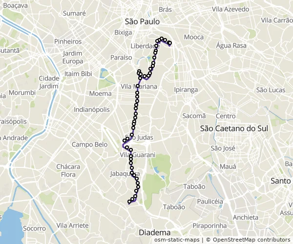 Mapa do itinerário da linha