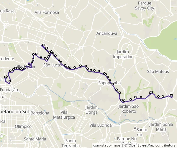 Mapa do itinerário da linha