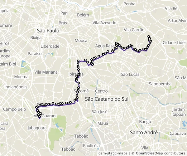 Mapa do itinerário da linha