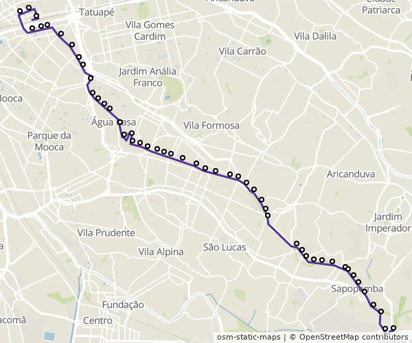 Mapa do itinerário da linha