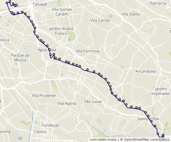 Mapa do itinerário da linha