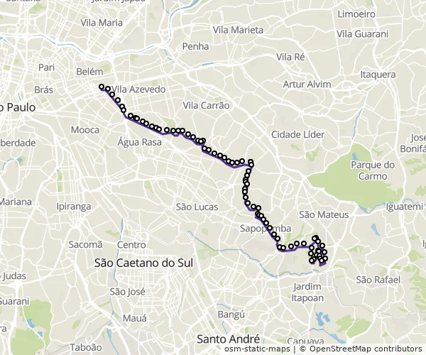Mapa do itinerário da linha