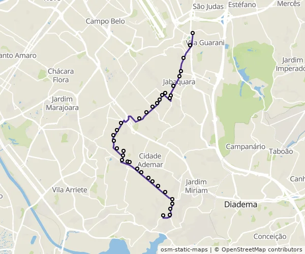 Mapa do itinerário da linha