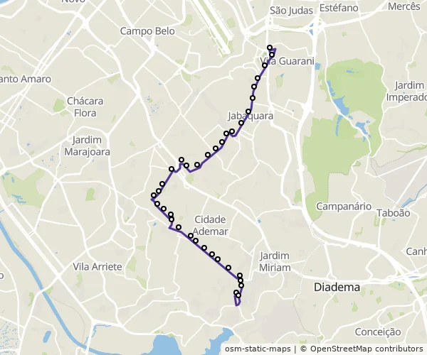 Mapa do itinerário da linha