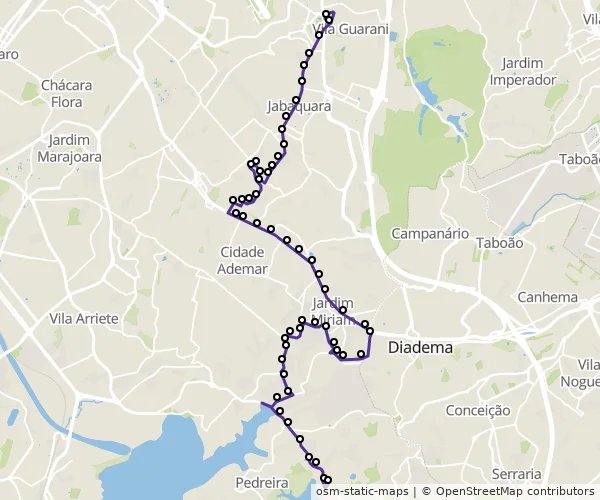 Mapa do itinerário da linha