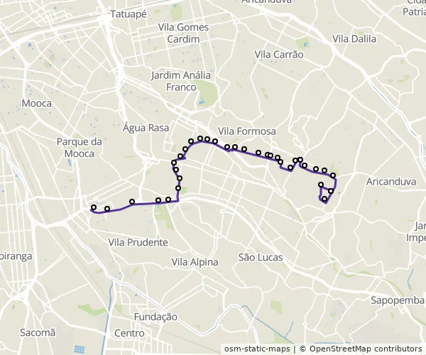 Mapa do itinerário da linha