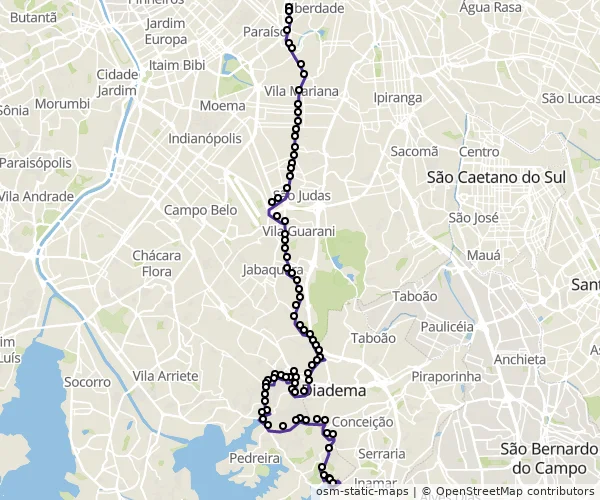 Mapa do itinerário da linha