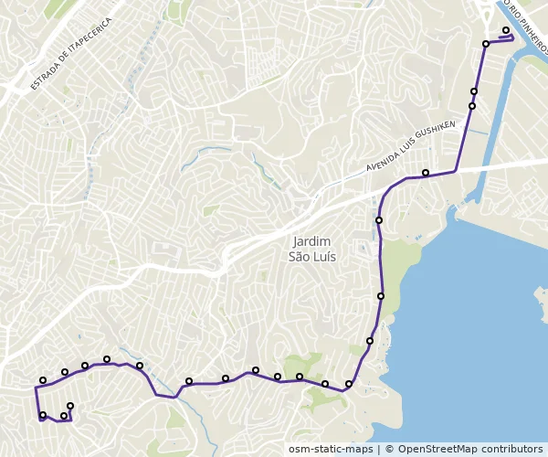 Mapa do itinerário da linha