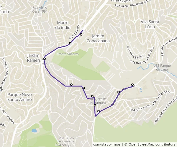 Mapa do itinerário da linha