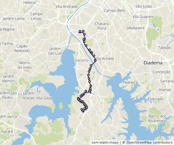 Mapa do itinerário da linha