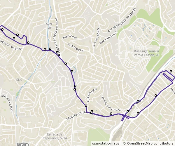 Mapa do itinerário da linha