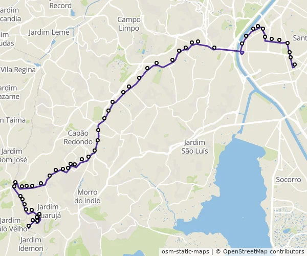 Mapa do itinerário da linha