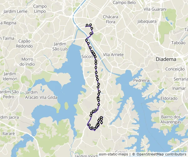 Mapa do itinerário da linha