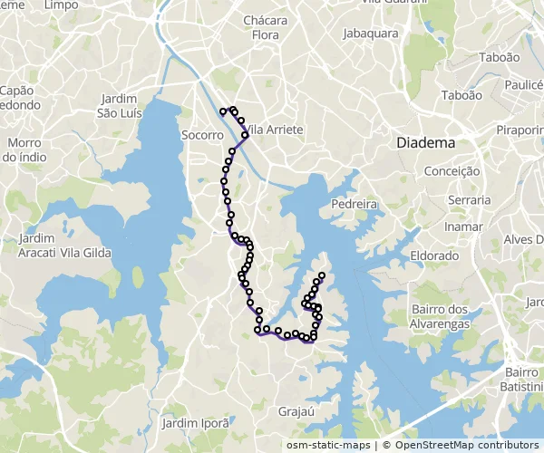 Mapa do itinerário da linha