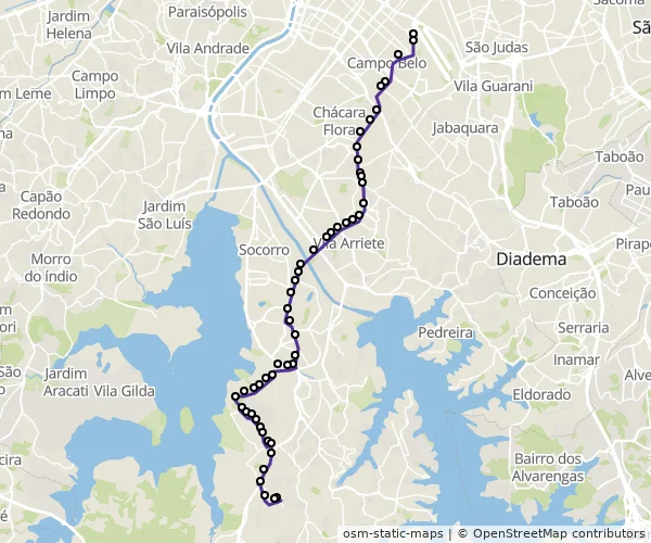 Mapa do itinerário da linha