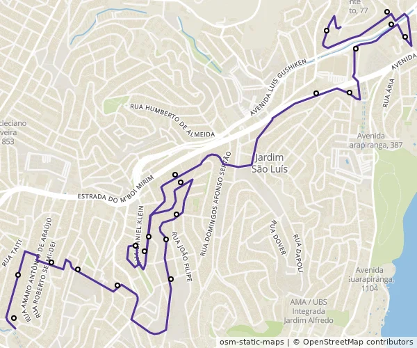 Mapa do itinerário da linha
