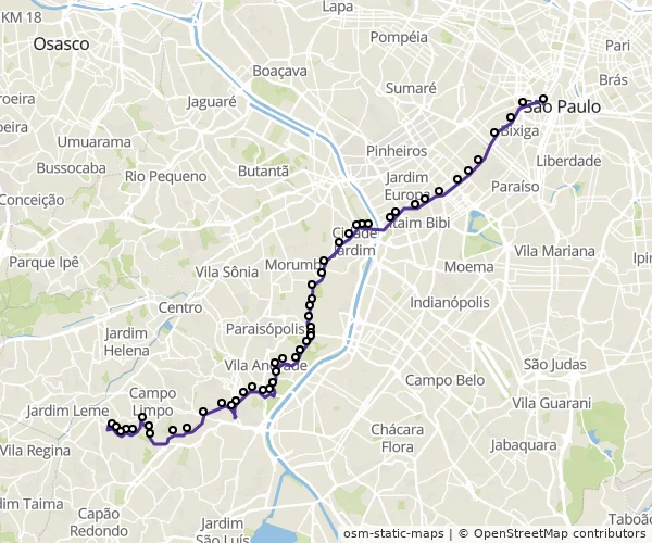 Mapa do itinerário da linha
