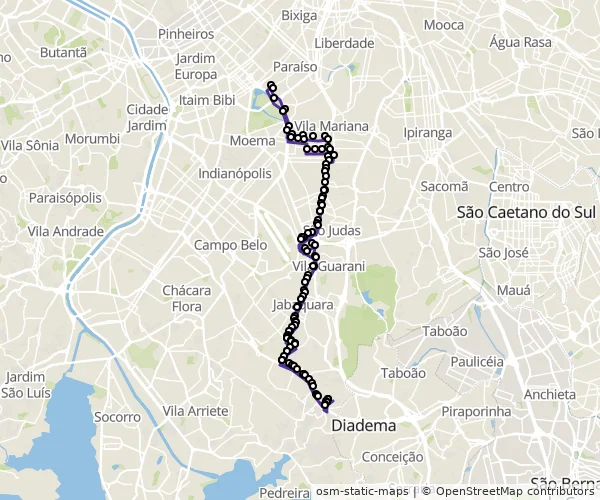 Mapa do itinerário da linha