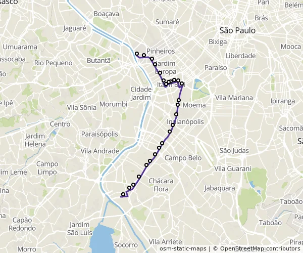 Mapa do itinerário da linha