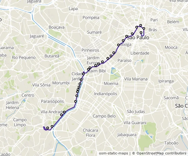 Mapa do itinerário da linha