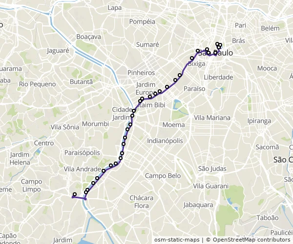 Mapa do itinerário da linha