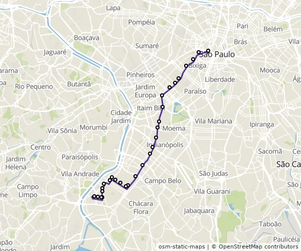 Mapa do itinerário da linha